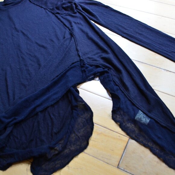 We The Free Women's XS Linen Blend Lace Trimmed Black Top Tee - Picture 7 of 14